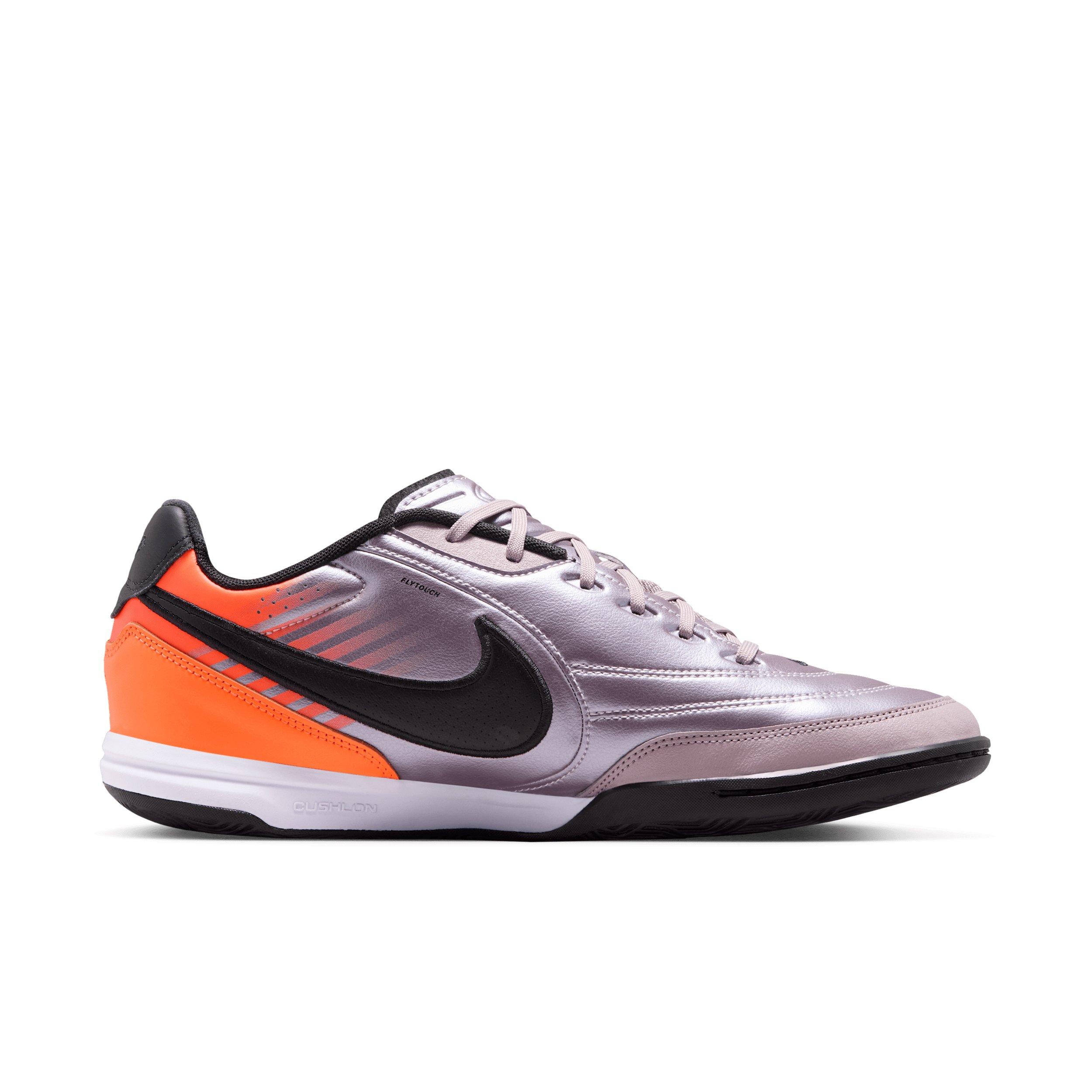 Nike Tiempo Streetgato PRM Heritage IC "Bleached Lilac/Total Orange/Black" Men's Soccer Shoe - LILAC/ORANGE/BLACK